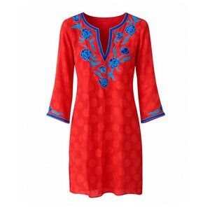 Sulu Collection Coral and Blue Tunic size 2 NWT